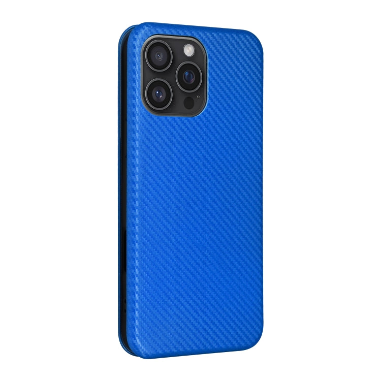 For iPhone 16 Pro Max Carbon Fiber Texture Flip Leather Phone Case(Blue) - iPhone 16 Pro Max Cases by buy2fix | Online Shopping UK | buy2fix