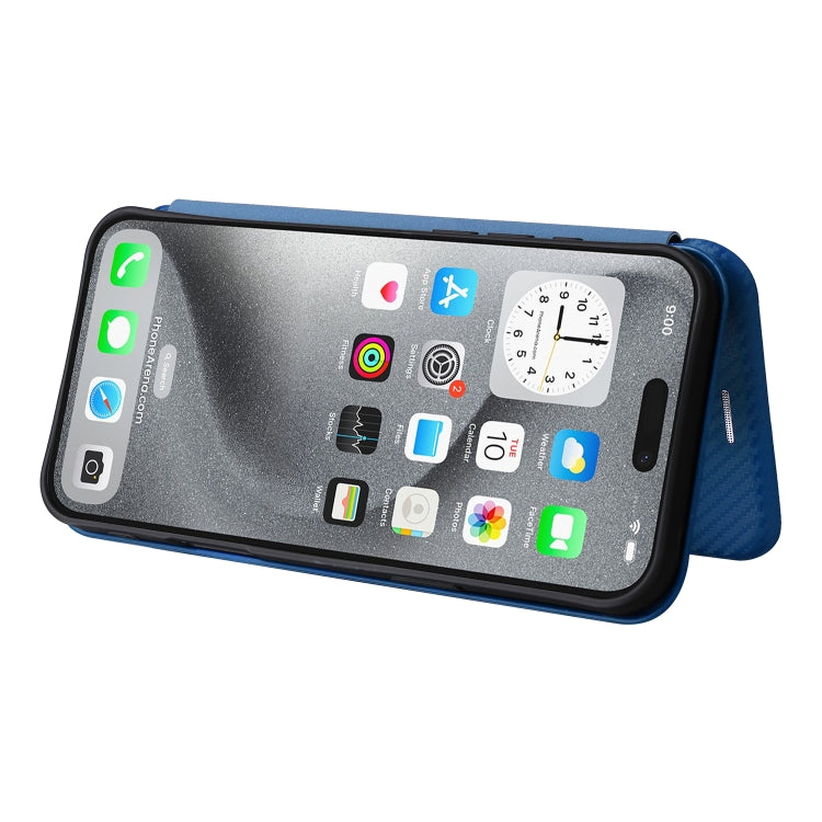 For iPhone 16 Pro Max Carbon Fiber Texture Flip Leather Phone Case(Blue) - iPhone 16 Pro Max Cases by buy2fix | Online Shopping UK | buy2fix