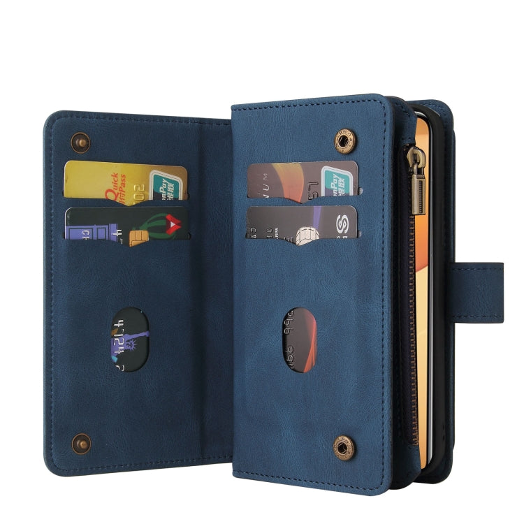 For Xiaomi 14T Pro Skin Feel Multi Card Slots Zipper Wallet Leather Phone Case(Blue) - 14T Pro Cases by buy2fix | Online Shopping UK | buy2fix