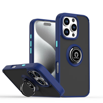 For iPhone 16 Pro Q Shadow 1 Series TPU + PC Phone Case with Ring(Royal Blue) - iPhone 16 Pro Cases by buy2fix | Online Shopping UK | buy2fix