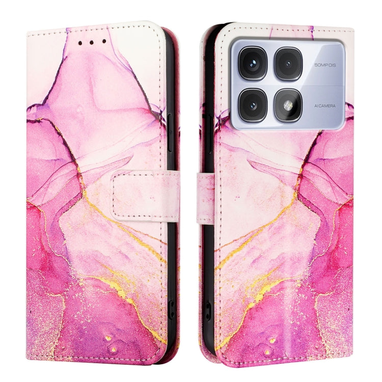 For Redmi K70 Ultra 5G Global PT003 Marble Pattern Flip Leather Phone Case(Pink Purple Gold) - Xiaomi Cases by buy2fix | Online Shopping UK | buy2fix