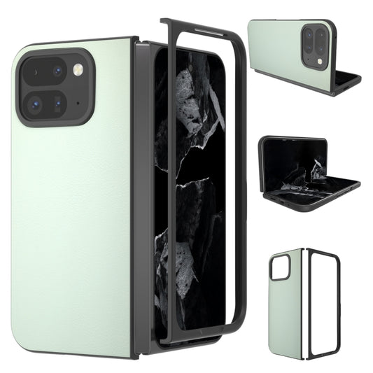 For Google Pixel 9 Pro Fold PU Leather Black Frame Full Coverage Phone Case(Light Green) - Google Cases by buy2fix | Online Shopping UK | buy2fix