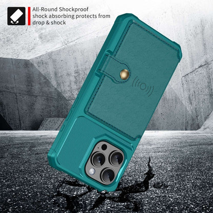 For iPhone 16 Pro Max Magnetic Wallet Card Bag Leather Phone Case(Cyan) - iPhone 16 Pro Max Cases by buy2fix | Online Shopping UK | buy2fix