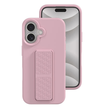 For iPhone 16 Liquid Silicone Holder Phone Case(Sand Pink) - iPhone 16 Cases by buy2fix | Online Shopping UK | buy2fix