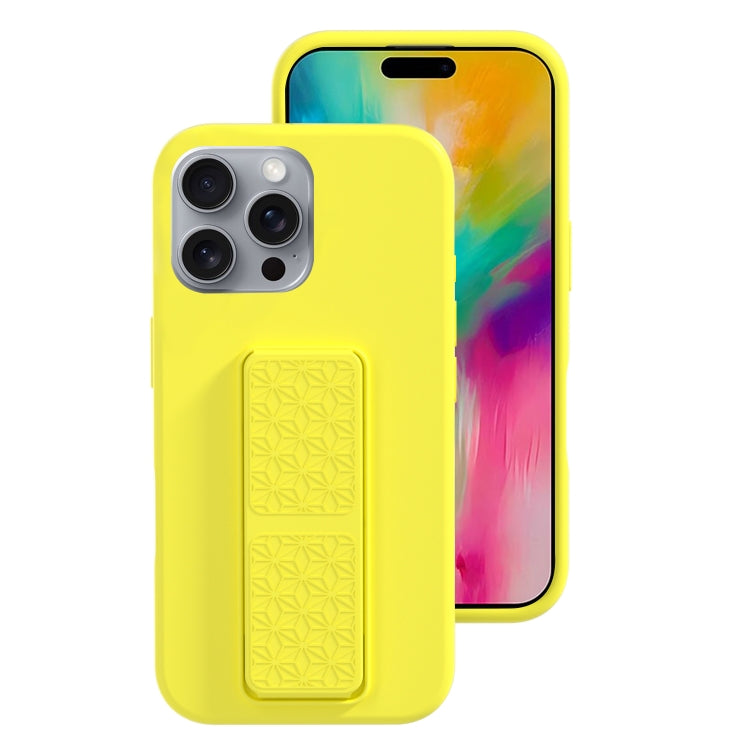 For iPhone 16 Pro Max Liquid Silicone Holder Phone Case(Yellow) - iPhone 16 Pro Max Cases by buy2fix | Online Shopping UK | buy2fix