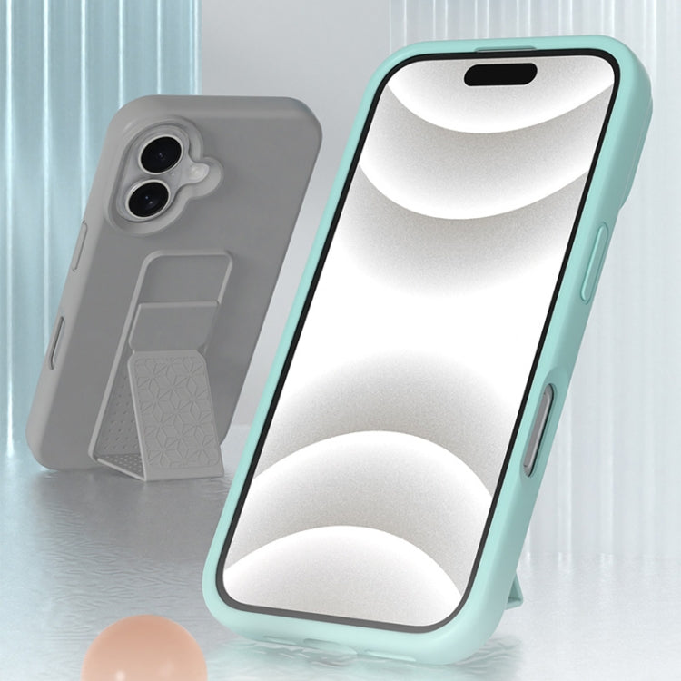 For iPhone 16 Pro Liquid Silicone Holder Phone Case(Titanium Grey) - iPhone 16 Pro Cases by buy2fix | Online Shopping UK | buy2fix