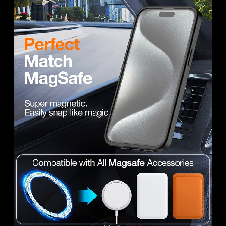 For iPhone 15 Pro TPU Hybrid PC Inner Magnetic MagSafe Phone Case(Grey) - iPhone 15 Pro Cases by buy2fix | Online Shopping UK | buy2fix