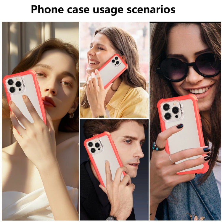 For iPhone 16 Transparent Matte TPU Hybrid PC 3-in-1 Phone Case(Orange) - iPhone 16 Cases by buy2fix | Online Shopping UK | buy2fix