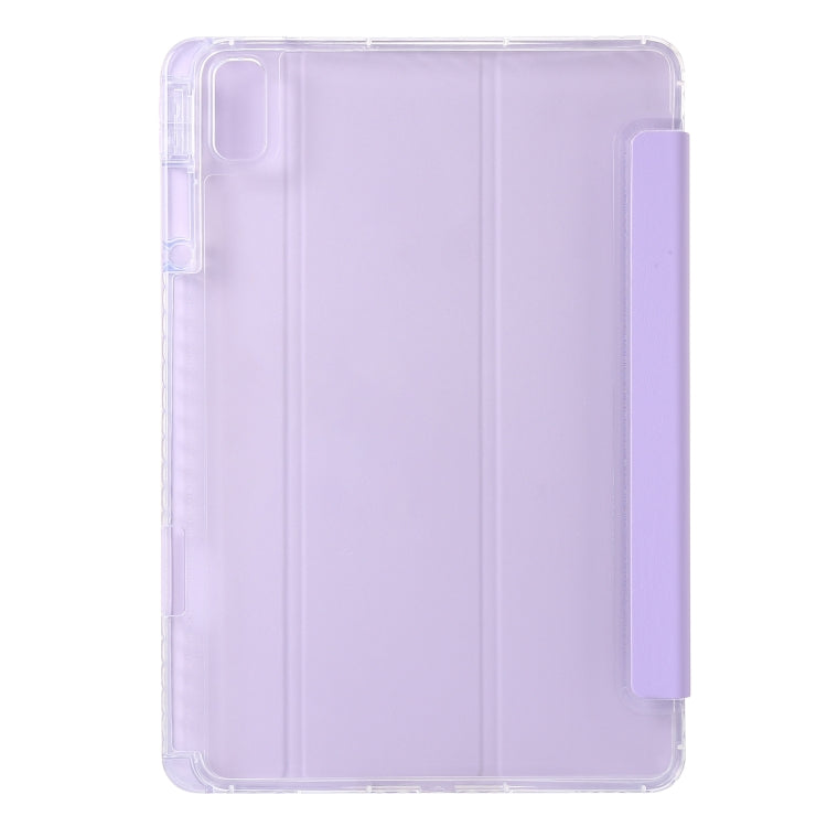 For Huawei Matepad SE 11 2024 Clear Acrylic 3-Fold Leather Tablet Case(Purple) - Huawei by buy2fix | Online Shopping UK | buy2fix