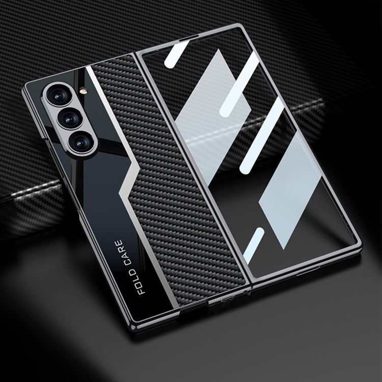 For Samsung Galaxy Z Fold6 GKK Integrated Plating TPU + Leather Supercar Full Coverage Phone Case(Carbon Fiber) - Galaxy Z Fold6 5G Cases by GKK | Online Shopping UK | buy2fix