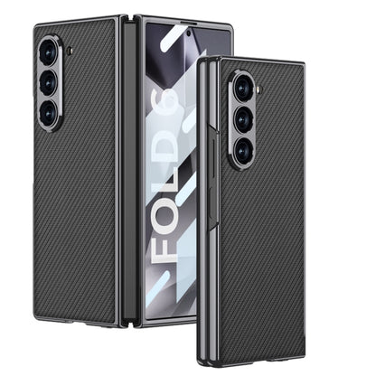 For Samsung Galaxy Z Fold6 GKK Integrated Plating Leather Full Coverage Phone Case(Carbon Fibre) - Galaxy Z Fold6 5G Cases by GKK | Online Shopping UK | buy2fix