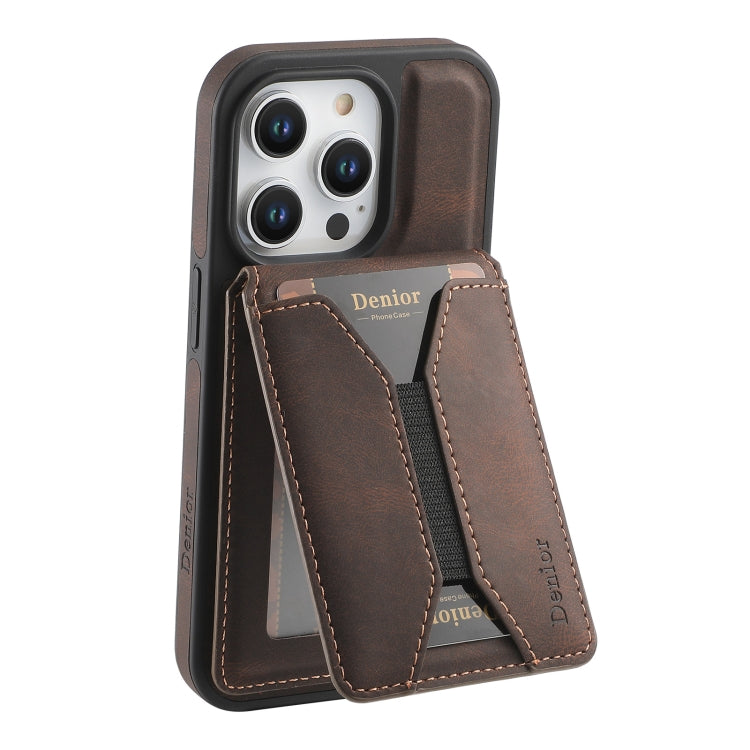 For iPhone 12 Pro Max Denior D17 Skin Feel MagSafe Detachable Card Slot Phone Case(Brown) - iPhone 12 Pro Max Cases by Denior | Online Shopping UK | buy2fix