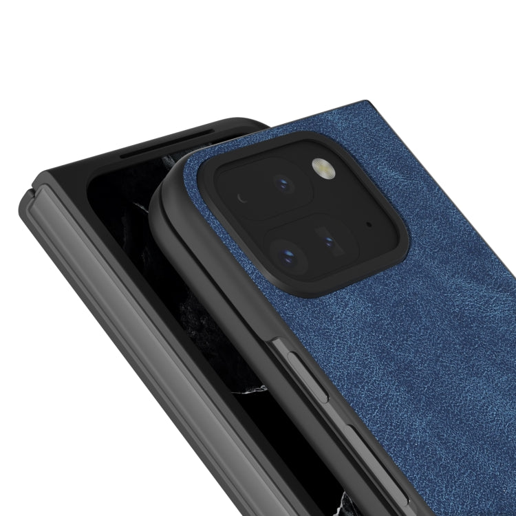 For Google Pixel 9 Pro Fold Black Frame PU Leather Full Coverage Phone Case(Blue) - Google Cases by buy2fix | Online Shopping UK | buy2fix