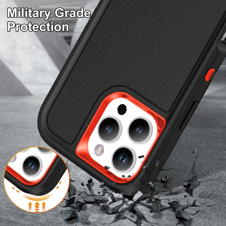 For iPhone 16 Pro Max Rugged PC + Silicone Phone Case with Holder(Black+Orange) - iPhone 16 Pro Max Cases by buy2fix | Online Shopping UK | buy2fix