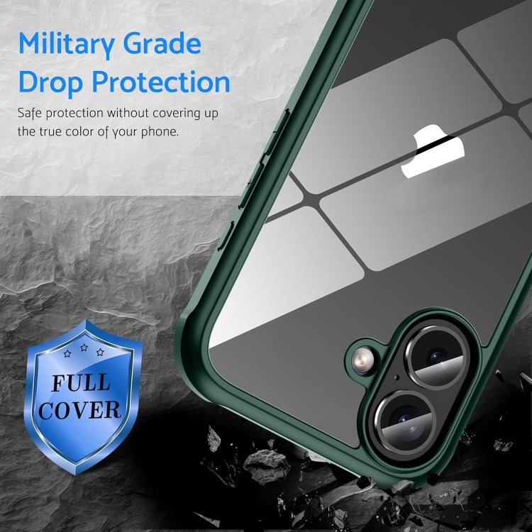 For iPhone 16 Plus Double-sided Plastic Glass Phone Protective Case(Dark Green) - iPhone 16 Plus Cases by buy2fix | Online Shopping UK | buy2fix