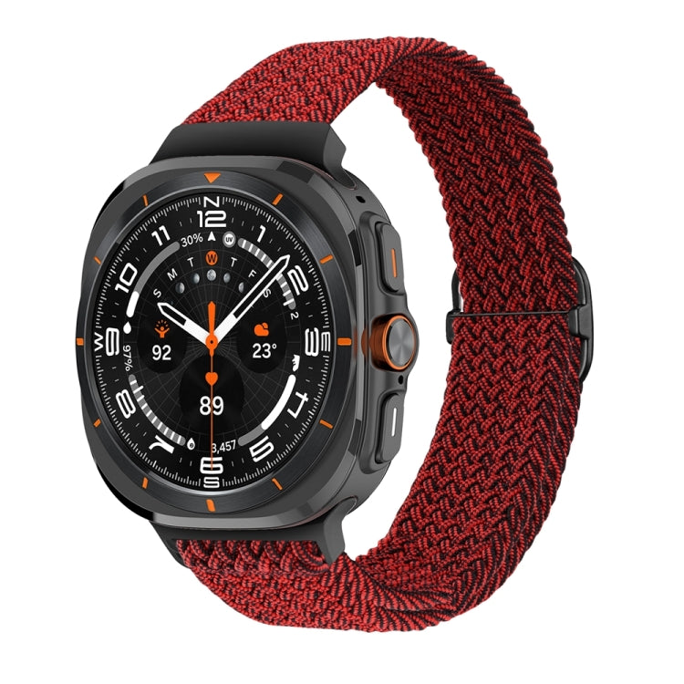 For Samsung Galaxy Watch Ultra 47mm Slide Buckle Nylon Braided Watch Band(Black Sand Red) - Watch Bands by buy2fix | Online Shopping UK | buy2fix