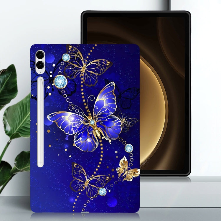 For Samsung Galaxy Tab S9+ / S9 FE+ Color Painting Pattern Smart Tablet TPU Case(Blue Butterfly) - Galaxy Tab S9+ Cases by buy2fix | Online Shopping UK | buy2fix