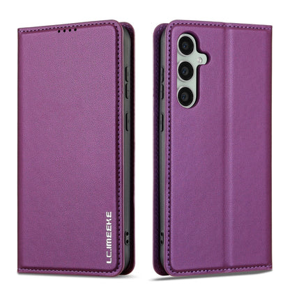 For Samsung Galaxy S24+ 5G LC.IMEEKE L1 Series Frosted Fine Texture PU Phone Case(Purple) - Galaxy S24+ 5G Cases by LC.IMEEKE | Online Shopping UK | buy2fix