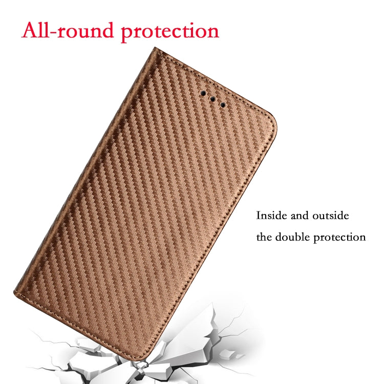 For iPhone 16 Pro Max Carbon Fiber Texture Magnetic Flip Leather Phone Case(Brown) - iPhone 16 Pro Max Cases by buy2fix | Online Shopping UK | buy2fix