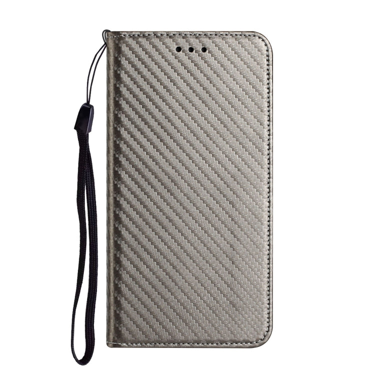 For iPhone 16 Pro Carbon Fiber Texture Magnetic Flip Leather Phone Case(Grey) - iPhone 16 Pro Cases by buy2fix | Online Shopping UK | buy2fix