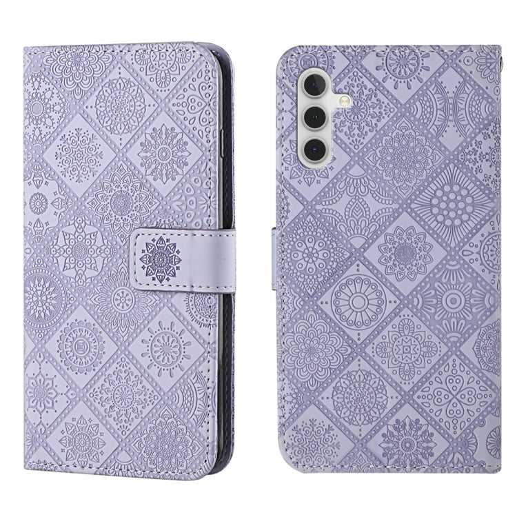 For Samsung Galaxy S25+ 5G Ethnic Style Embossed Pattern Leather Phone Case(Purple) - Galaxy S25+ 5G Cases by buy2fix | Online Shopping UK | buy2fix