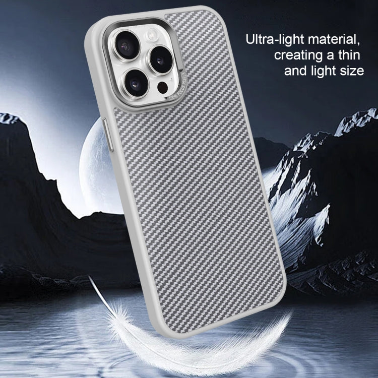 For iPhone 15 Carbon Fiber Texture MagSafe Magnetic Shockproof Phone Case(Grey) - iPhone 15 Cases by buy2fix | Online Shopping UK | buy2fix