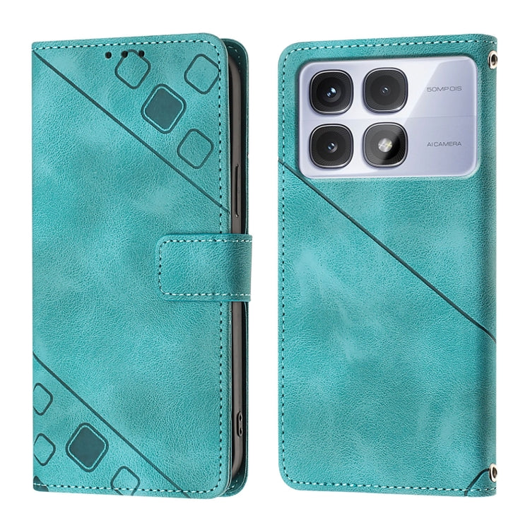 For Redmi K70 Ultra 5G Global Skin-feel Embossed Leather Phone Case(Green) - Xiaomi Cases by buy2fix | Online Shopping UK | buy2fix