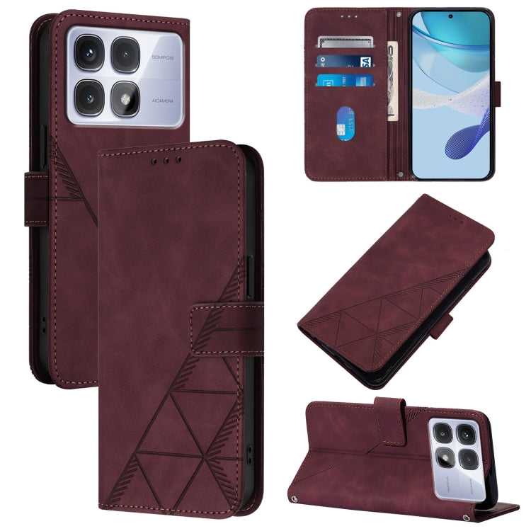 For Redmi K70 Ultra 5G Global Crossbody 3D Embossed Flip Leather Phone Case(Wine Red) - Xiaomi Cases by buy2fix | Online Shopping UK | buy2fix