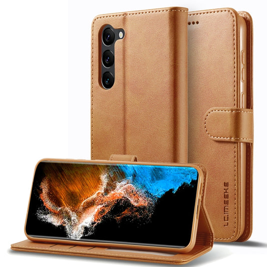 For Samsung Galaxy S25+ 5G LC.IMEEKE Calf Texture Leather Phone Case(Brown) - Galaxy S25+ 5G Cases by LC.IMEEKE | Online Shopping UK | buy2fix