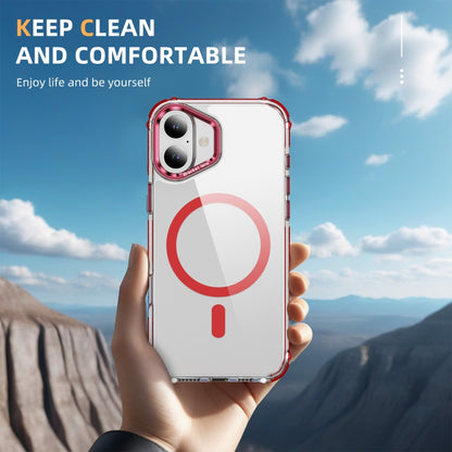 For iPhone 16 Plus Rainbow Series Transparent MagSafe Lens Holder Phone Case(Red) - iPhone 16 Plus Cases by buy2fix | Online Shopping UK | buy2fix