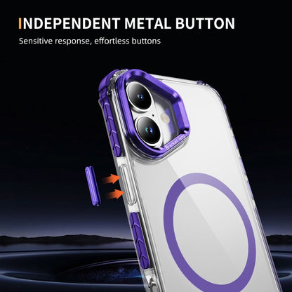 For iPhone 16 Plus Rainbow Series Transparent MagSafe Lens Holder Phone Case(Purple) - iPhone 16 Plus Cases by buy2fix | Online Shopping UK | buy2fix