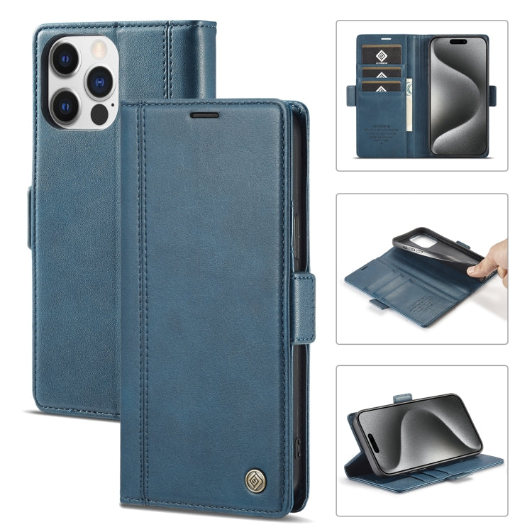 For iPhone 16 Pro LC.IMEEKE Skin-friendly Card Slots Leather Phone Case(Blue) - iPhone 16 Pro Cases by LC.IMEEKE | Online Shopping UK | buy2fix