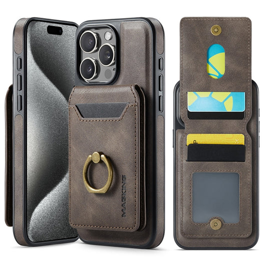 For iPhone 15 Pro DG.MING K1 MagSafe Detachable Wallet RFID Back Cover Phone Case(Coffee) - iPhone 15 Pro Cases by DG.MING | Online Shopping UK | buy2fix