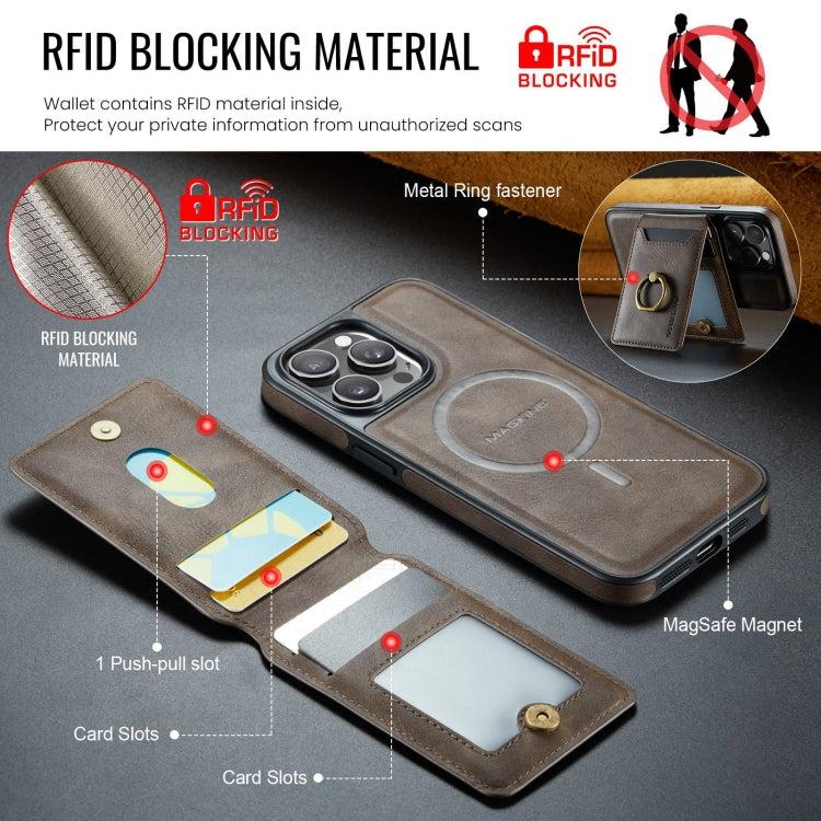 For iPhone 14 Pro DG.MING K1 MagSafe Detachable Wallet RFID Back Cover Phone Case(Coffee) - iPhone 14 Pro Cases by DG.MING | Online Shopping UK | buy2fix