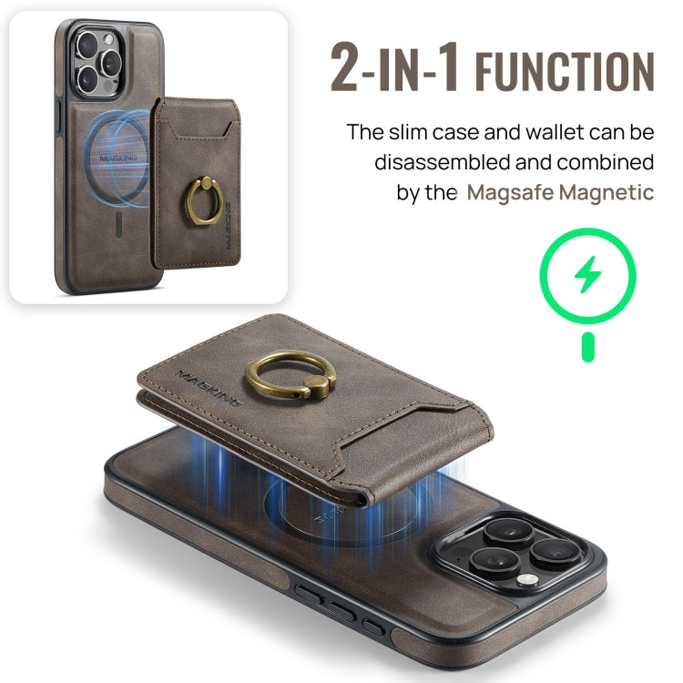 For iPhone 13 Pro DG.MING K1 MagSafe Detachable Wallet RFID Back Cover Phone Case(Coffee) - iPhone 13 Pro Cases by DG.MING | Online Shopping UK | buy2fix