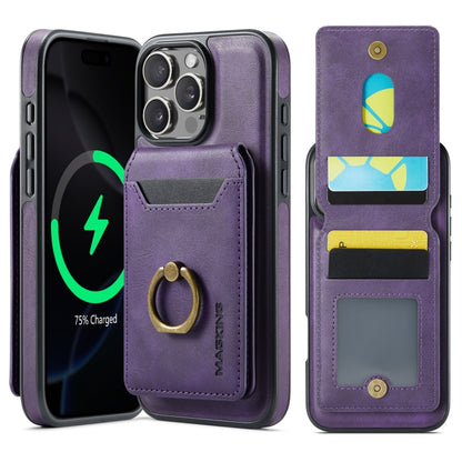 For iPhone 16 Pro DG.MING K1 MagSafe Detachable Wallet RFID Back Cover Phone Case(Purple) - iPhone 16 Pro Cases by DG.MING | Online Shopping UK | buy2fix