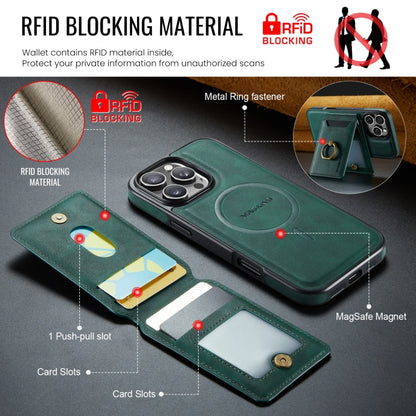 For iPhone 16 Pro DG.MING K1 MagSafe Detachable Wallet RFID Back Cover Phone Case(Green) - iPhone 16 Pro Cases by DG.MING | Online Shopping UK | buy2fix