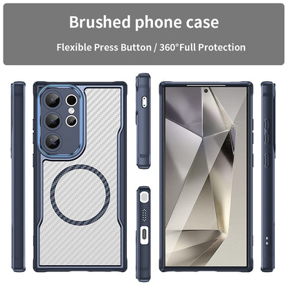 For Samsung Galaxy S25 Ultra 5G Carbon Fiber Texture MagSafe Translucent Phone Case(Blue) - Galaxy S25 Ultra 5G Cases by buy2fix | Online Shopping UK | buy2fix