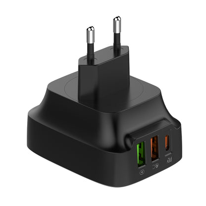 LDNIO Q334 32W Type-C + Dual USB Port Charger with 1m 8 Pin Data Cable, Plug Type:EU Plug(Black) - USB Charger by LDNIO | Online Shopping UK | buy2fix