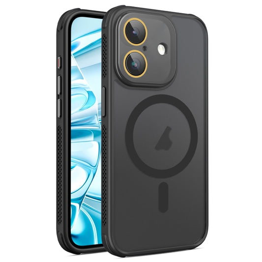 For iPhone 16 Plus Hardware Side Cooling Skin Feel Frosted MagSafe Magnetic Phone Case with Lens Film(Black) - iPhone 16 Plus Cases by buy2fix | Online Shopping UK | buy2fix