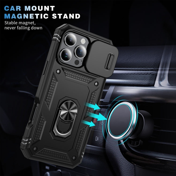 For iPhone 16 Pro Sliding Camshield TPU + PC Phone Case with Holder(Black) - iPhone 16 Pro Cases by buy2fix | Online Shopping UK | buy2fix