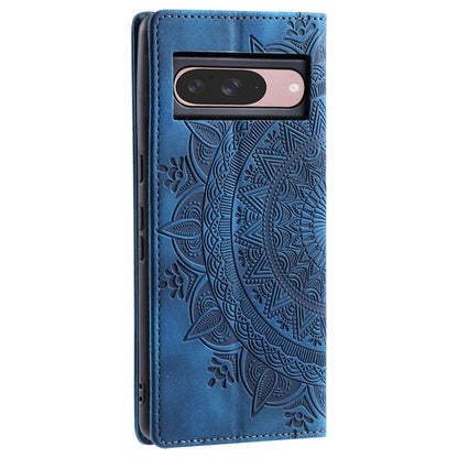 For Google Pixel 9 / 9 Pro Totem Embossed Magnetic Leather Phone Case(Blue) - Google Cases by buy2fix | Online Shopping UK | buy2fix