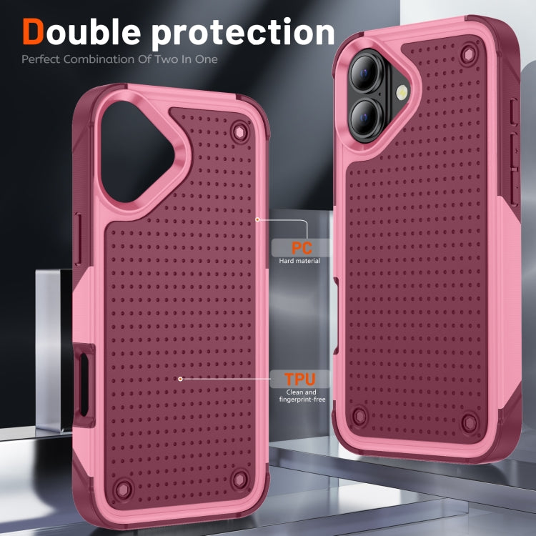 For iPhone 16 Plus PC + TPU Shockproof Protective Phone Case(Pink+Dark Red) - iPhone 16 Plus Cases by buy2fix | Online Shopping UK | buy2fix