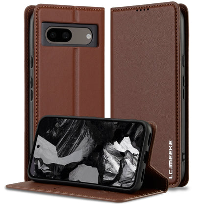 For Google Pixel 8 Pro LC.IMEEKE L1 Series Frosted Fine Texture PU Phone Case(Brown) - Google Cases by LC.IMEEKE | Online Shopping UK | buy2fix