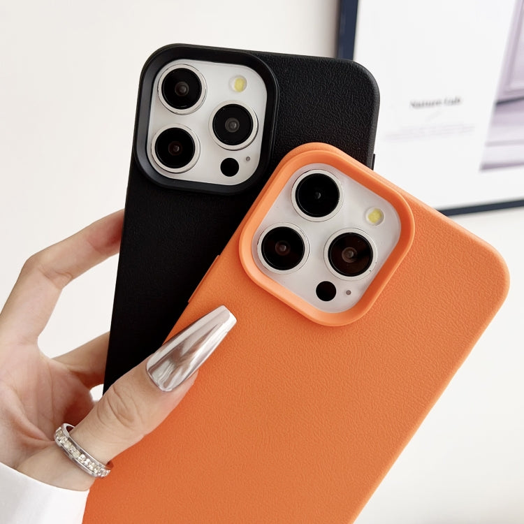 For iPhone 16 Pro Max Leather Texture TPU Full Coverage Phone Case(Orange) - iPhone 16 Pro Max Cases by buy2fix | Online Shopping UK | buy2fix