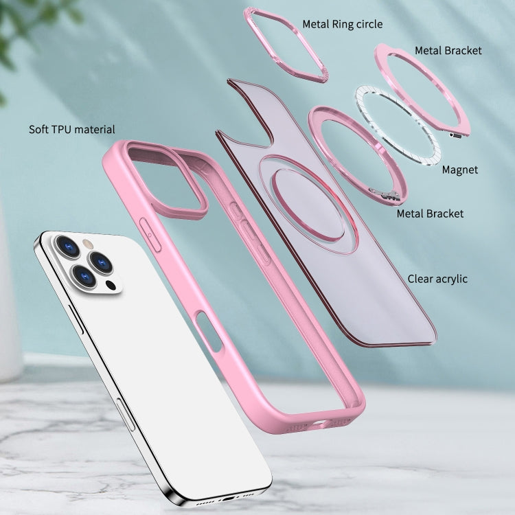 For iPhone 16 Pro Wing Series MagSafe Magnetic Ring Holder Phone Case(Pink) - iPhone 16 Pro Cases by buy2fix | Online Shopping UK | buy2fix