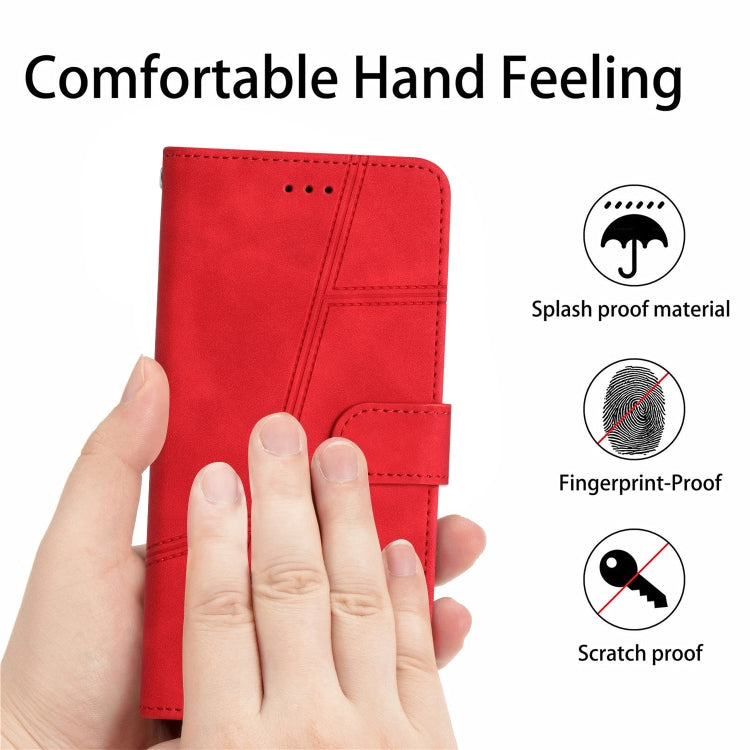 For iPhone 16 Skin-feel Stitching Leather Phone Case(Red) - iPhone 16 Cases by buy2fix | Online Shopping UK | buy2fix