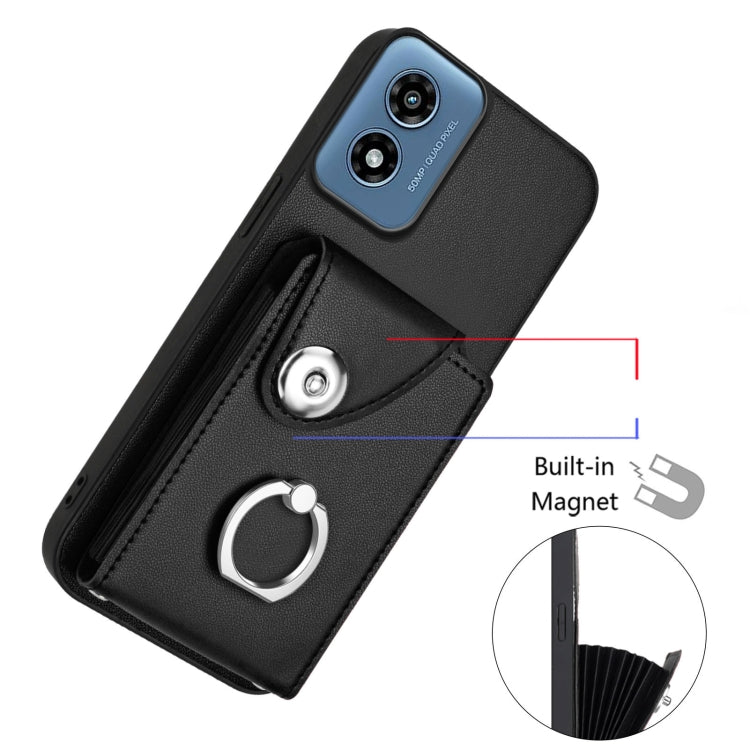 For Motorola Moto G Play 2024 5G Organ Card Bag Ring Holder Phone Case(Black) - Motorola Cases by buy2fix | Online Shopping UK | buy2fix