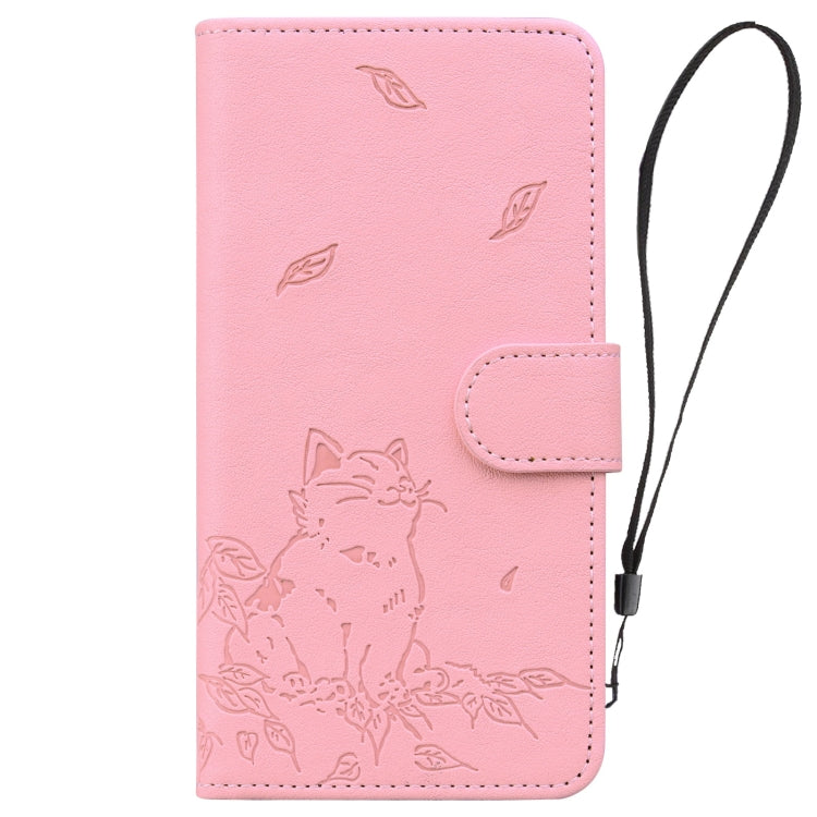 For iPhone SE 2024 Cute Cat Embossed Leather Phone Case(Pink) - More iPhone Cases by buy2fix | Online Shopping UK | buy2fix