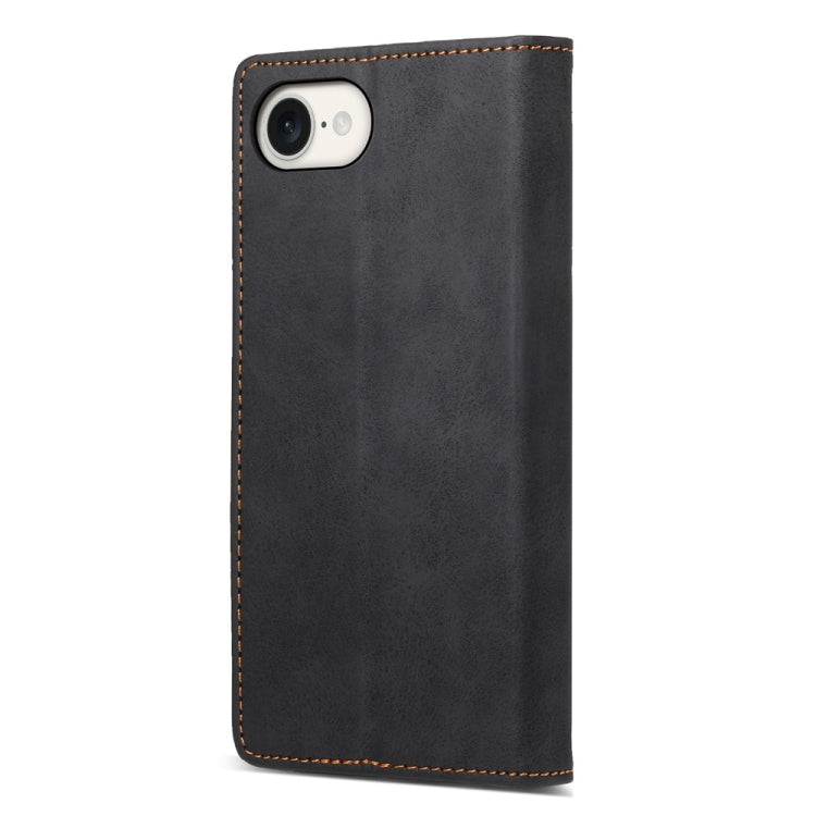 For iPhone 16e Business Solid Color Magnetic RFID Leather Phone Case(Black) - iPhone 16e Cases by buy2fix | Online Shopping UK | buy2fix